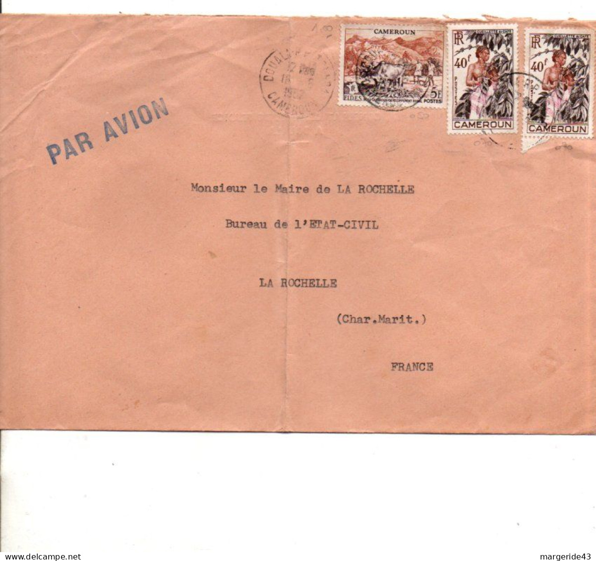 CAMEROUN AFFRANCHISSEMENT COMPOSE SUR LETTRE POUR LA FRANCE - Cameroun (1960-...)