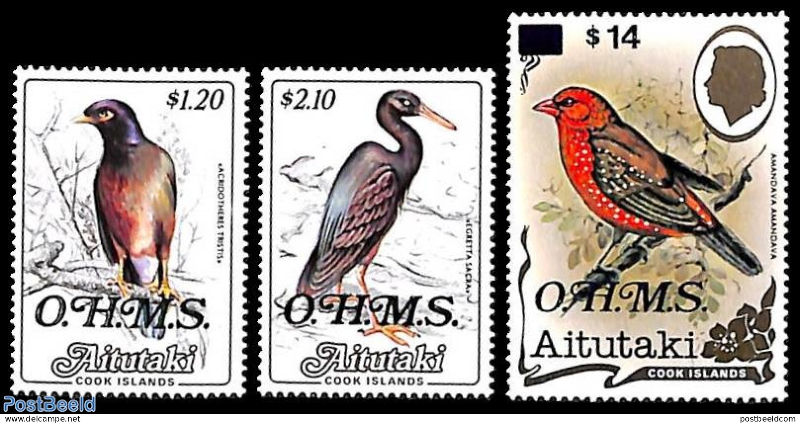 Aitutaki 1988 OHMS Overprints 3v, Mint NH, Nature - Birds - Aitutaki