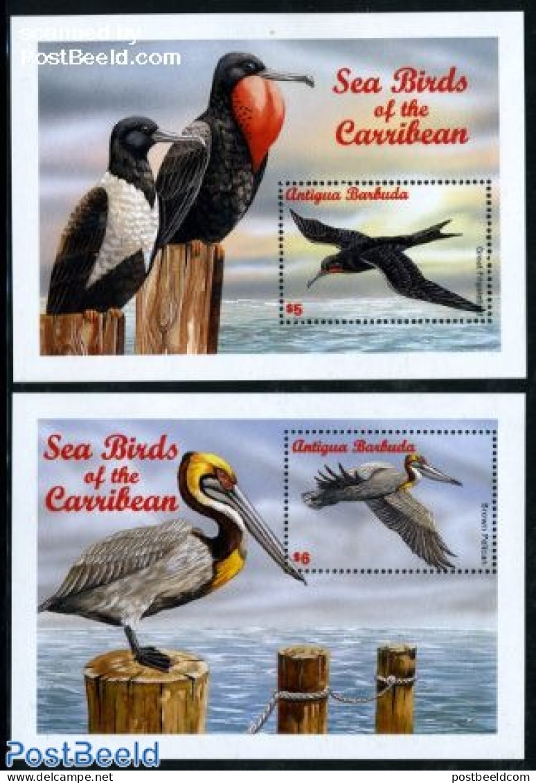 Antigua & Barbuda 1996 Sea Birds 2 S/s, Mint NH, Nature - Birds - Antigua En Barbuda (1981-...)