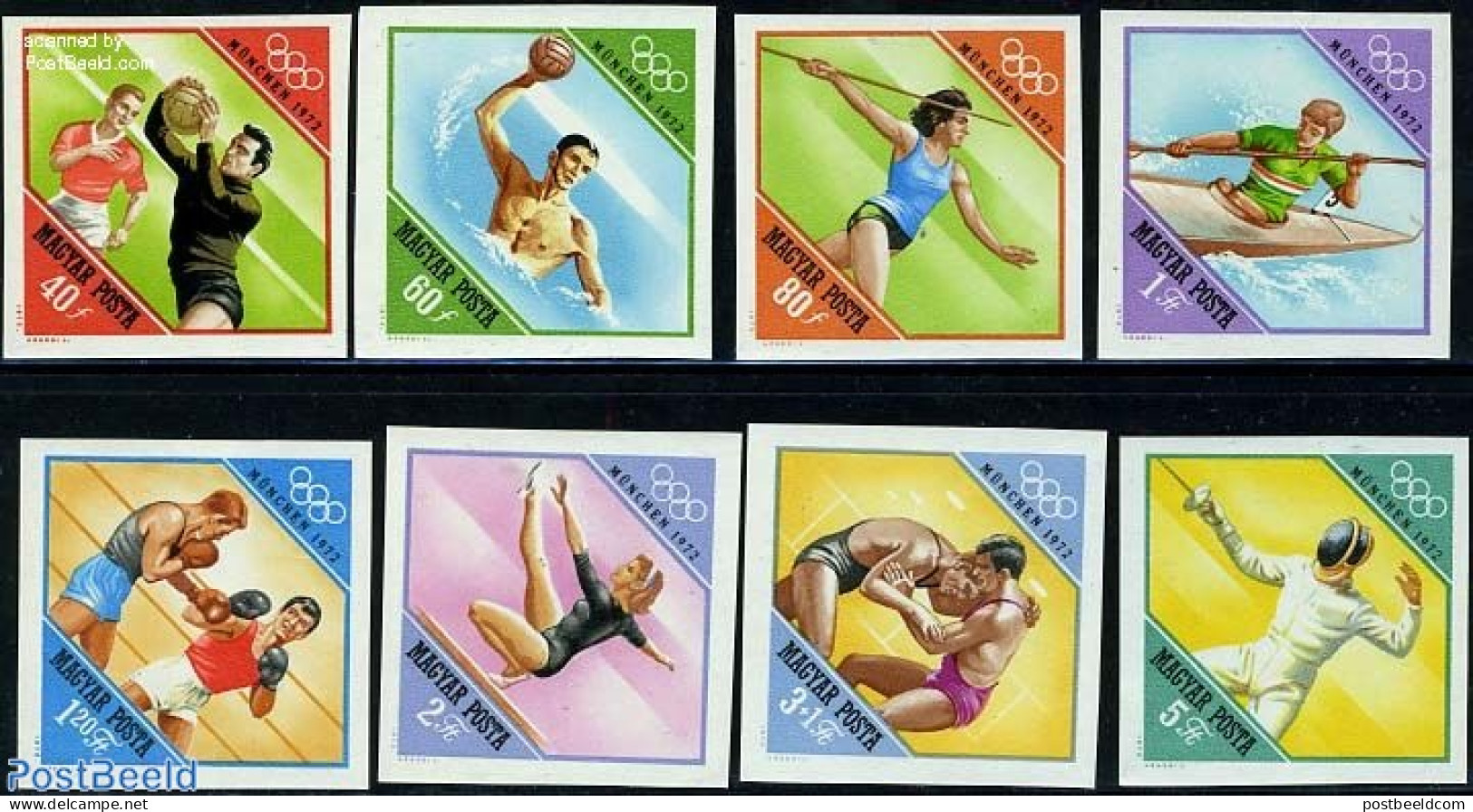 Hungary 1972 Olympic Games Munich 8v Imperforated, Mint NH, Sport - Athletics - Boxing - Fencing - Football - Gymnasti.. - Ongebruikt