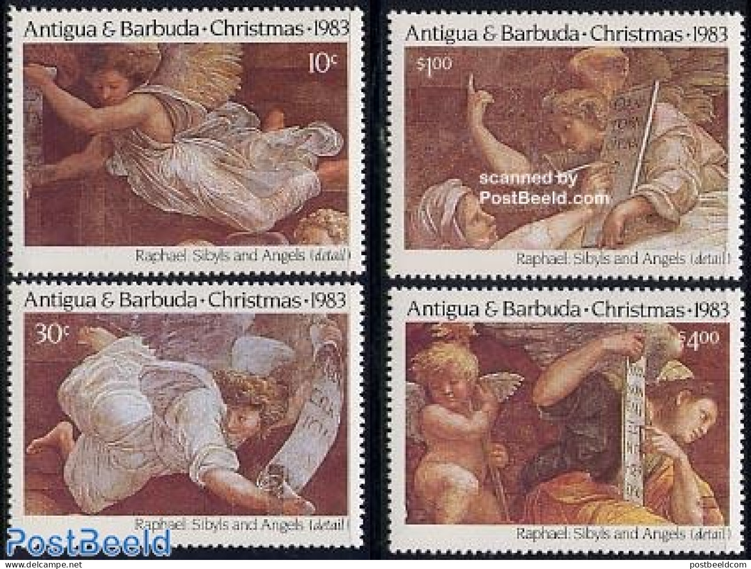 Antigua & Barbuda 1983 Christmas 4v, Mint NH, Religion - Christmas - Art - Paintings - Raphael - Navidad