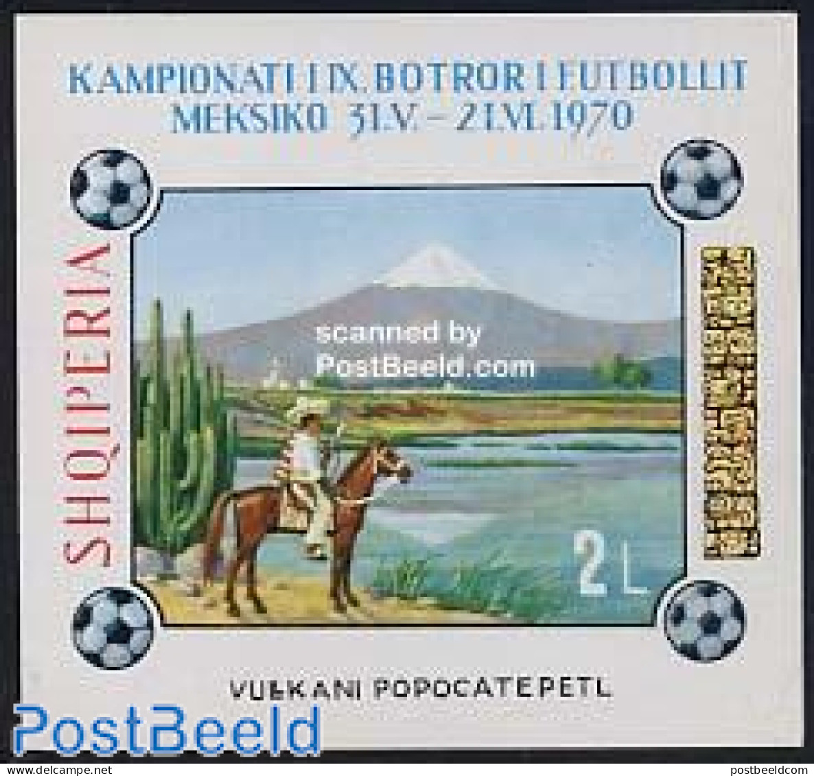 Albania 1970 World Cup Football S/s Imperforated, Mint NH, Nature - Sport - Horses - Football - Albanie