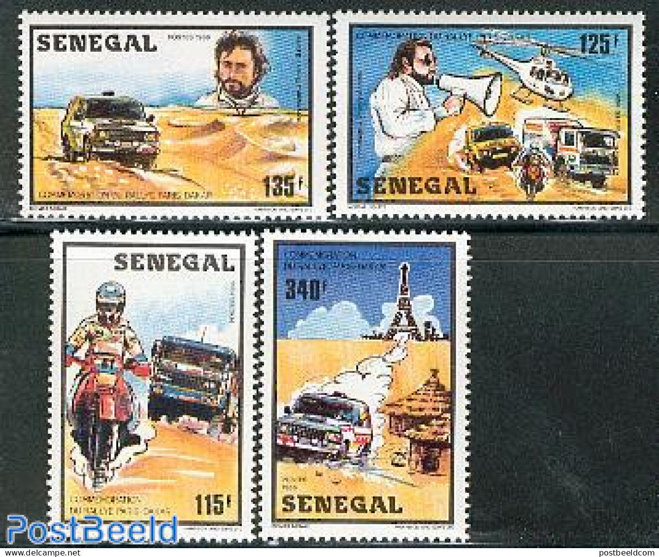 Senegal 1987 Paris-Dakar Rallye 4v, Mint NH, Sport - Transport - Autosports - Sport (other And Mixed) - Automobiles - .. - Cars