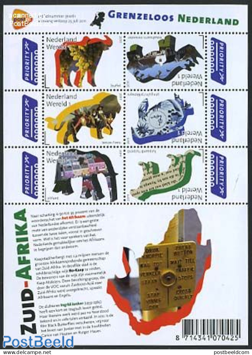 Netherlands 2011 Netherlands-South Africa 6v M/s (Traffic Button), Mint NH, Nature - Animals (others & Mixed) - Elepha.. - Unused Stamps