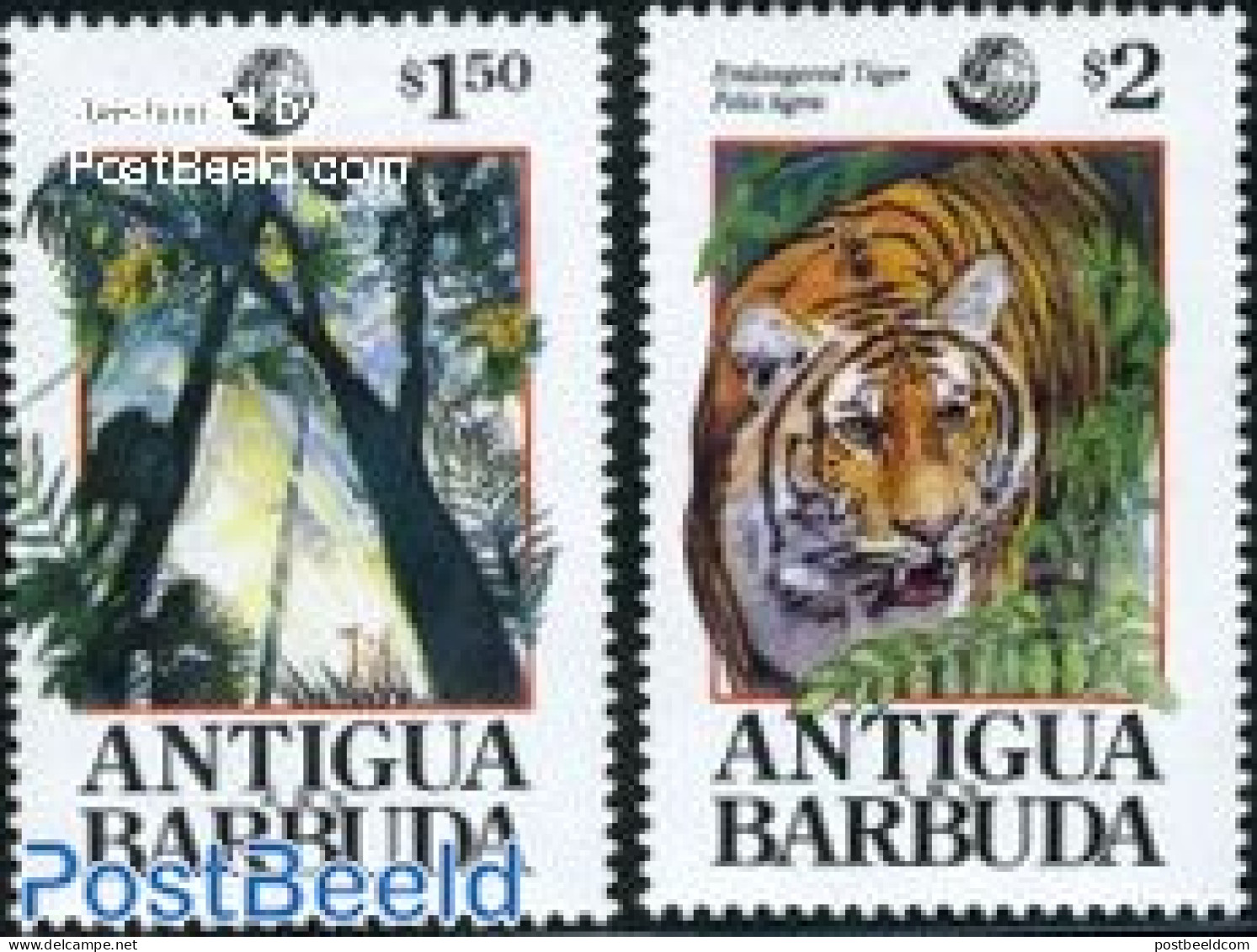 Antigua & Barbuda 1992 UNCED 2v, Mint NH, Nature - Cat Family - Environment - Trees & Forests - Protección Del Medio Ambiente Y Del Clima