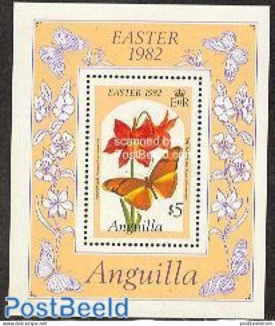 Anguilla 1982 Butterflies & Flowers S/s, Mint NH, Nature - Butterflies - Flowers & Plants - Anguilla (1968-...)