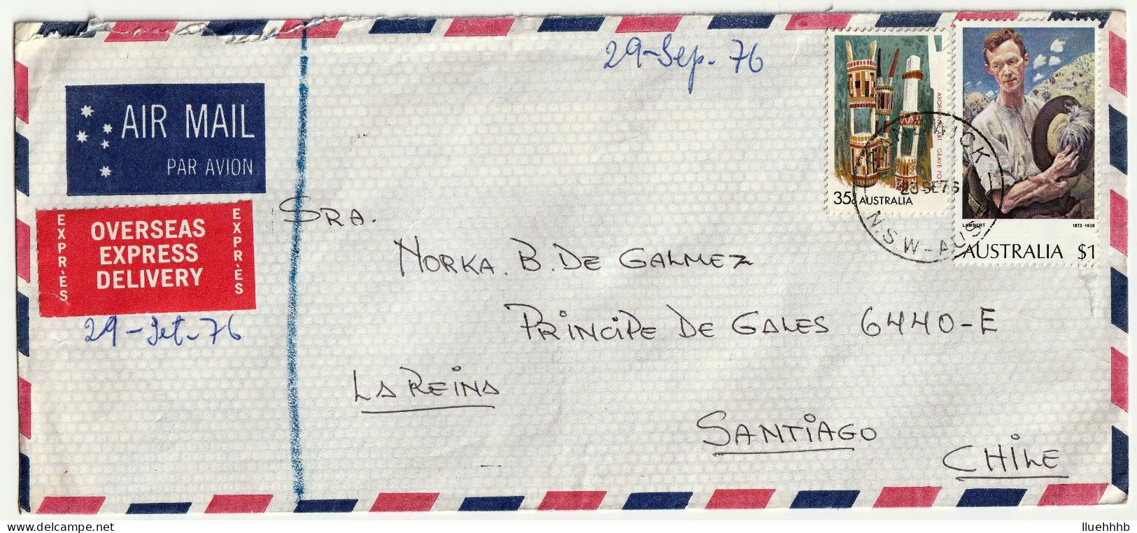 AUSTRALIA: 1976 EXPRESS Airmail Cover To CHILE - Storia Postale