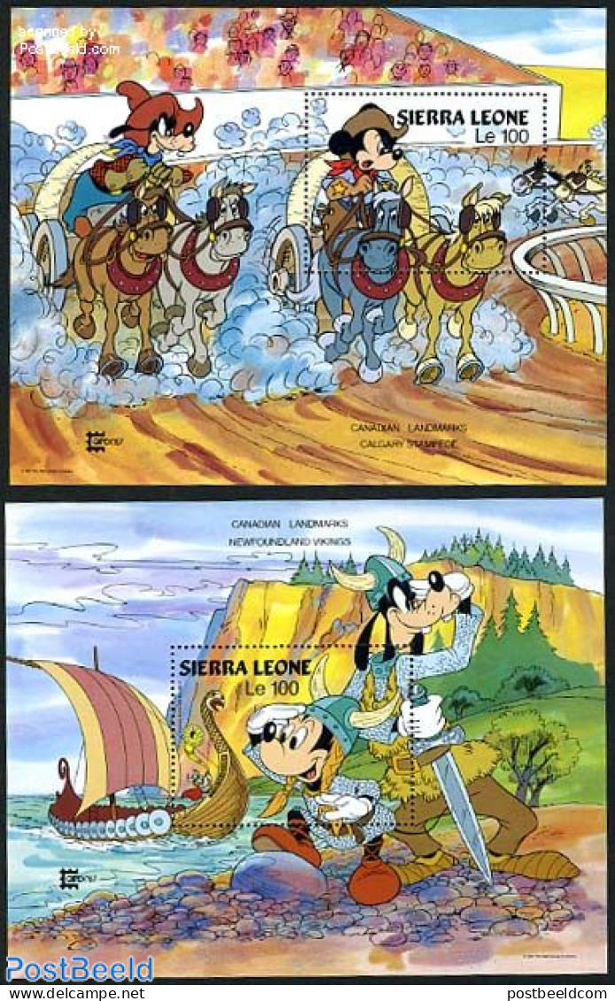 Sierra Leone 1987 Capex, Disney 2 S/s, Mint NH, Nature - Transport - Horses - Philately - Ships And Boats - Art - Disney - Bateaux