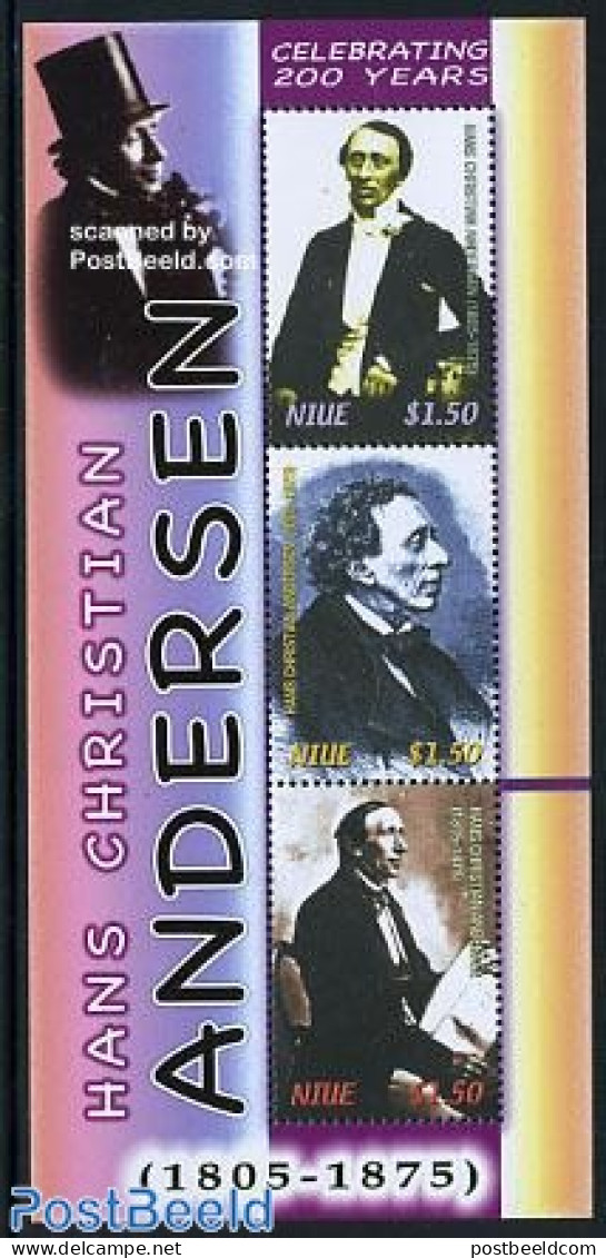 Niue 2006 H.C. Andersen 3v M/s, Mint NH, Art - Authors - Fairytales - Writers