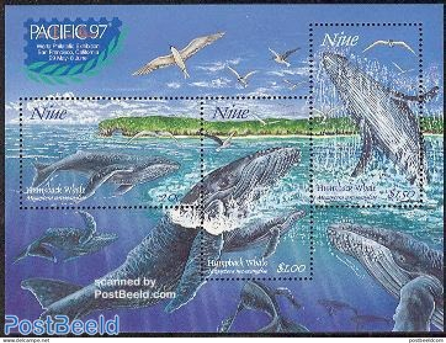 Niue 1997 Pacfic 97, Whales S/s, Mint NH, Nature - Sea Mammals - Niue