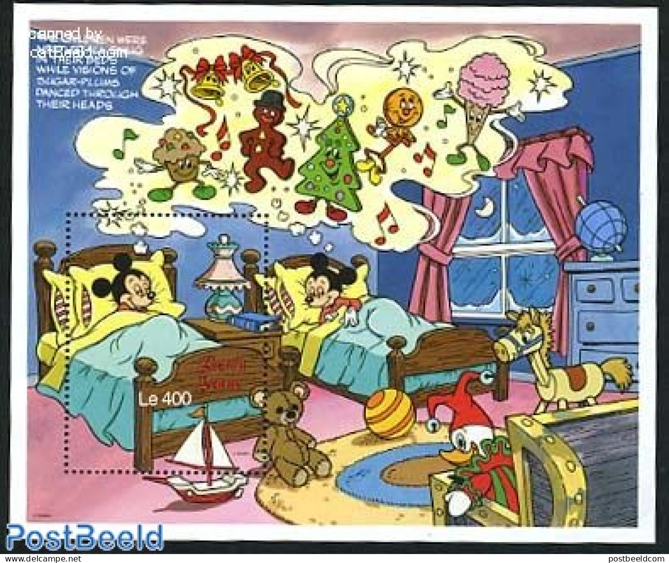 Sierra Leone 1990 Minnie Dreams Of Sweets S/s, Mint NH, Religion - Christmas - Art - Disney - Christmas