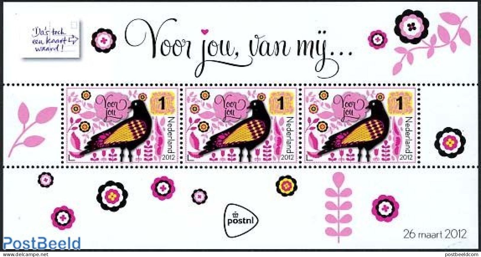 Netherlands 2012 Card Weeks S/s, Mint NH, Nature - Various - Birds - Greetings & Wishing Stamps - Ongebruikt