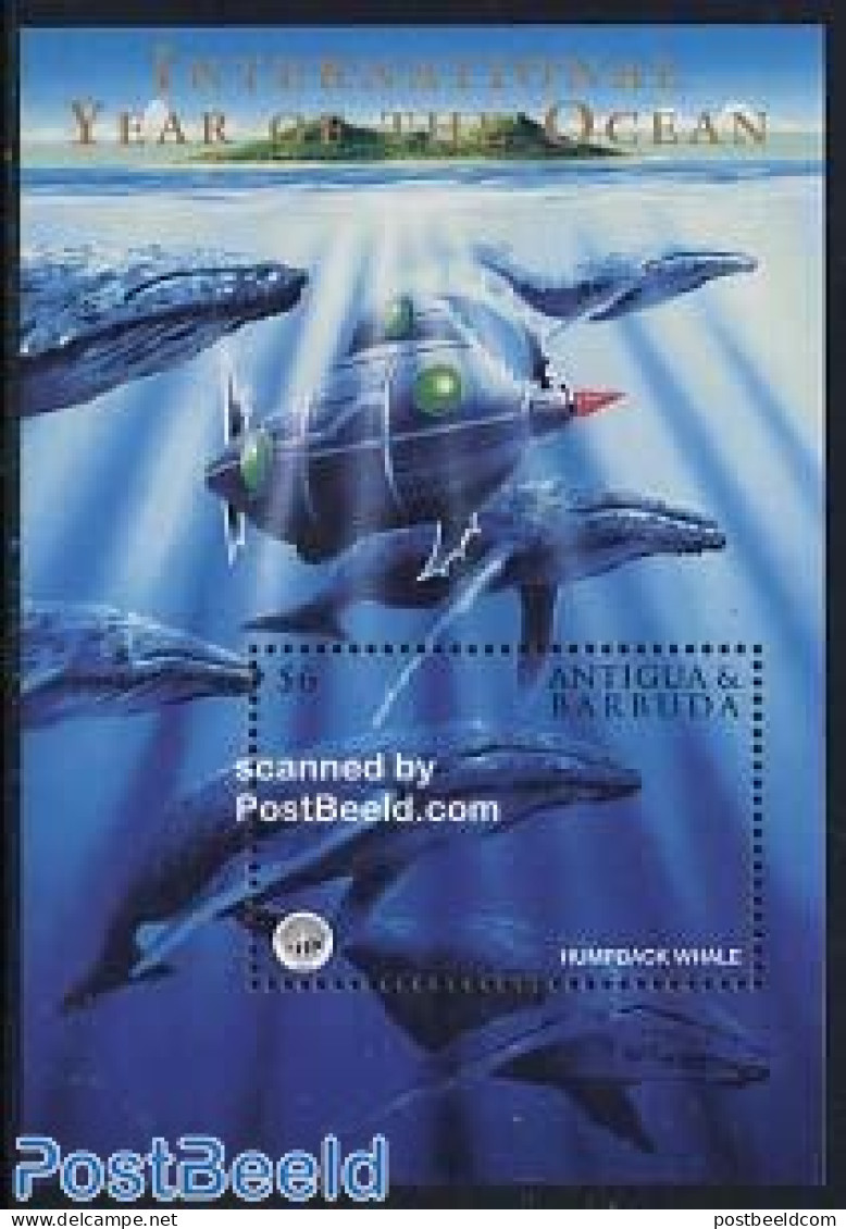 Antigua & Barbuda 1998 Ocean Year S/s, Humpback Whale, Mint NH, Nature - Sport - Transport - Sea Mammals - Diving - Sh.. - Duiken