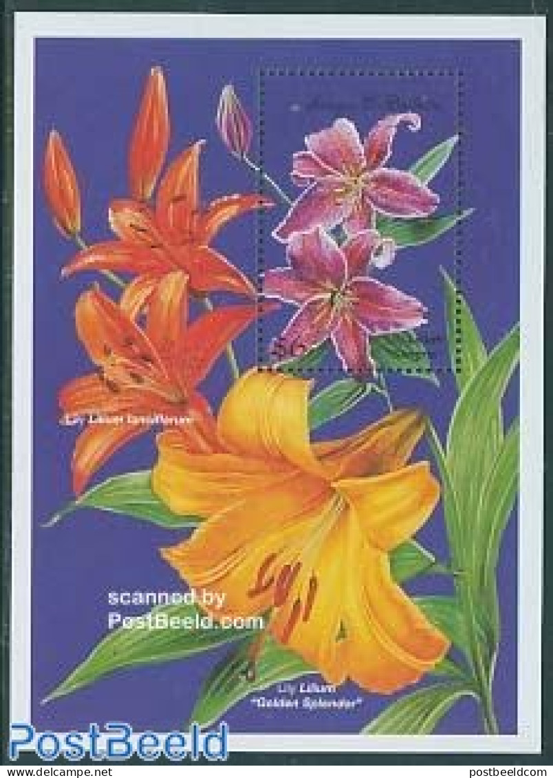 Antigua & Barbuda 1999 Flowers S/s, Lily Sangria, Mint NH, Nature - Flowers & Plants - Antigua And Barbuda (1981-...)