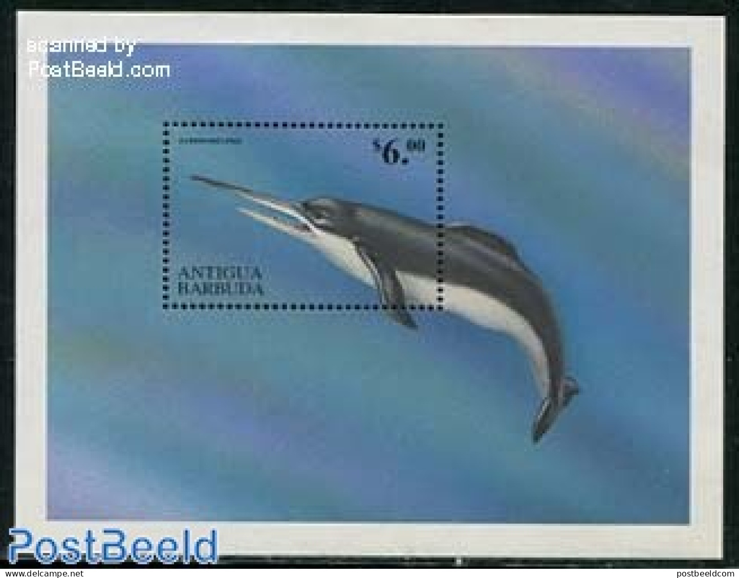 Antigua & Barbuda 1999 Preh. Animals, Eurhinodelphis S/s, Mint NH, Nature - Fish - Prehistoric Animals - Poissons