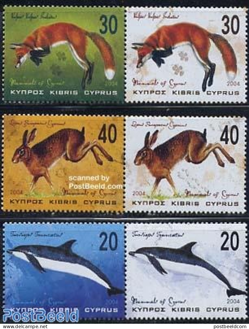 Cyprus 2004 Mammals 3x2v [:], Mint NH, Nature - Animals (others & Mixed) - Rabbits / Hares - Sea Mammals - Nuevos