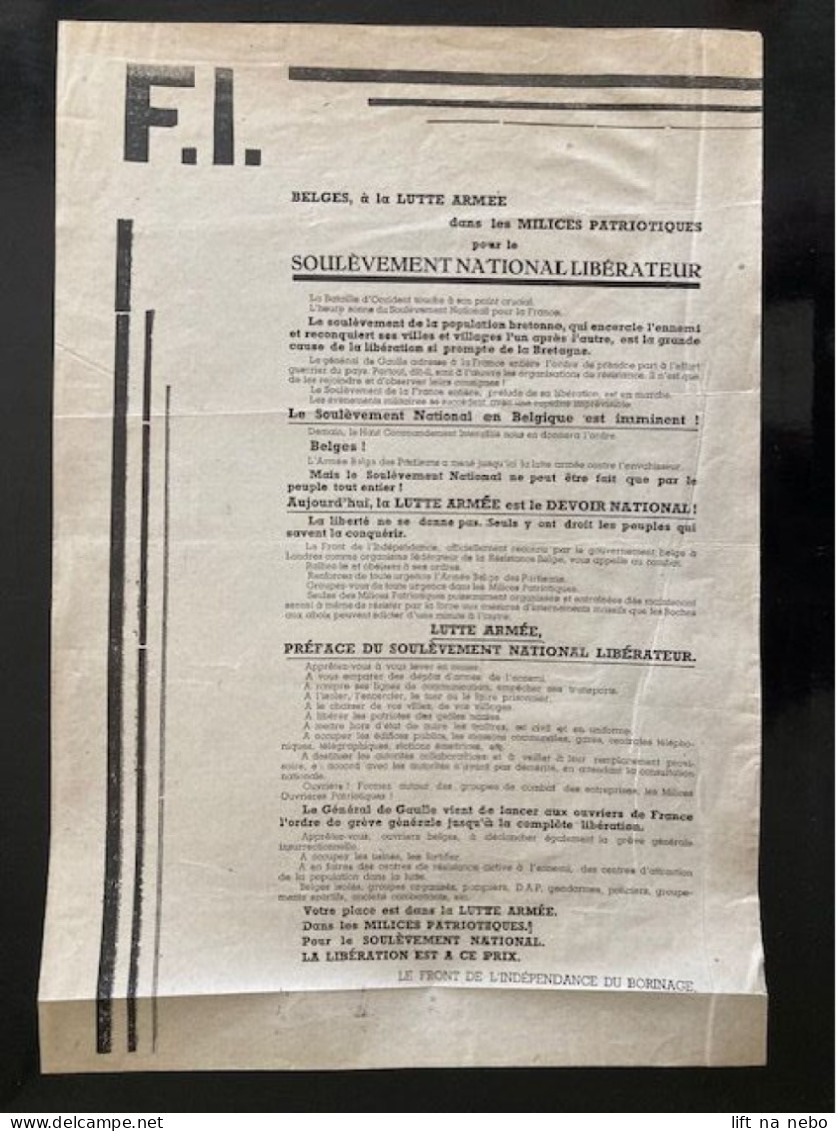 Tract Presse Clandestine Résistance Belge WWII WW2 'Soulèvement National Libérateur' - Documenti