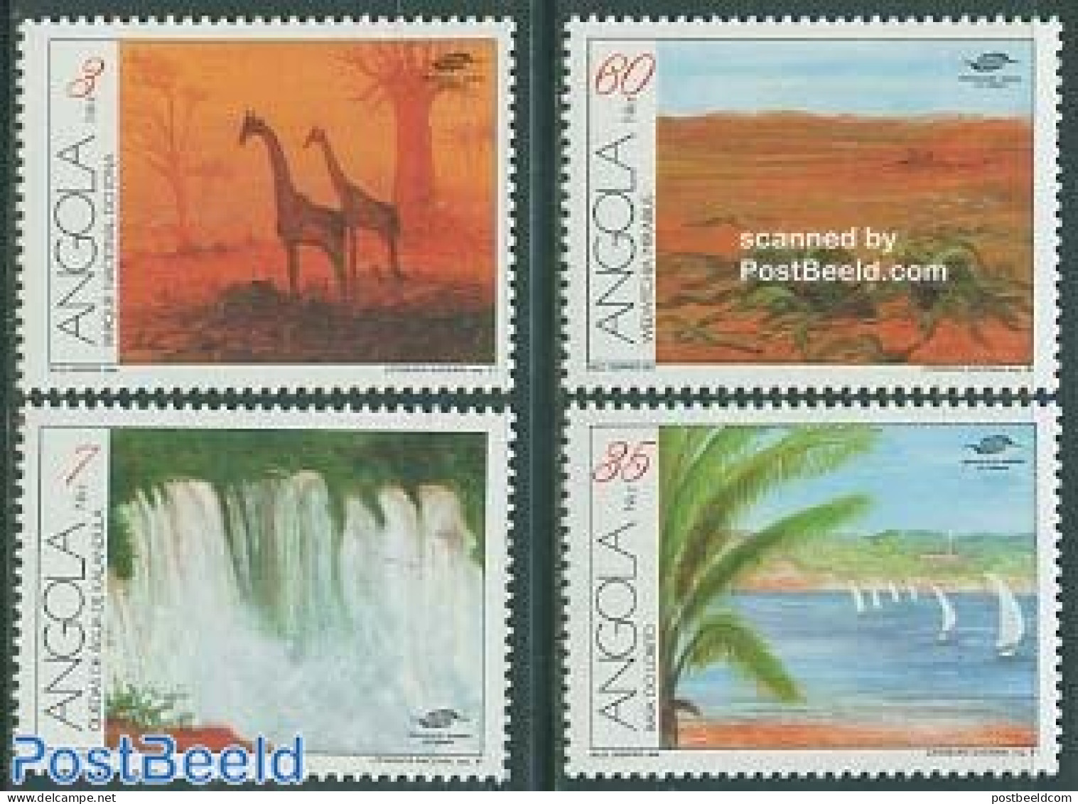 Angola 1991 Tourism 4v, Mint NH, Nature - Various - Animals (others & Mixed) - Giraffe - Water, Dams & Falls - Tourism - Angola