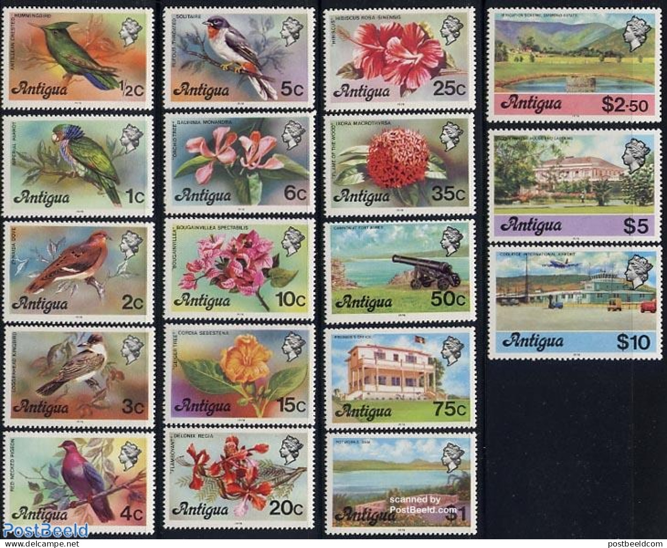 Antigua & Barbuda 1976 Definitives 18v (with Year 1978), Mint NH, Nature - Transport - Birds - Water, Dams & Falls - A.. - Avions