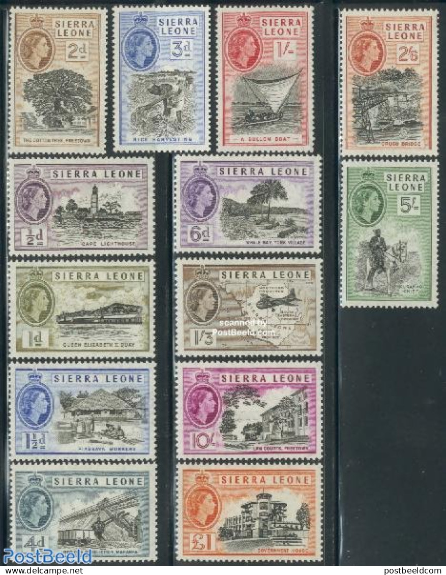 Sierra Leone 1956 Definitives 13v, Mint NH, Nature - Transport - Various - Horses - Trees & Forests - Railways - Ships.. - Rotary, Lions Club