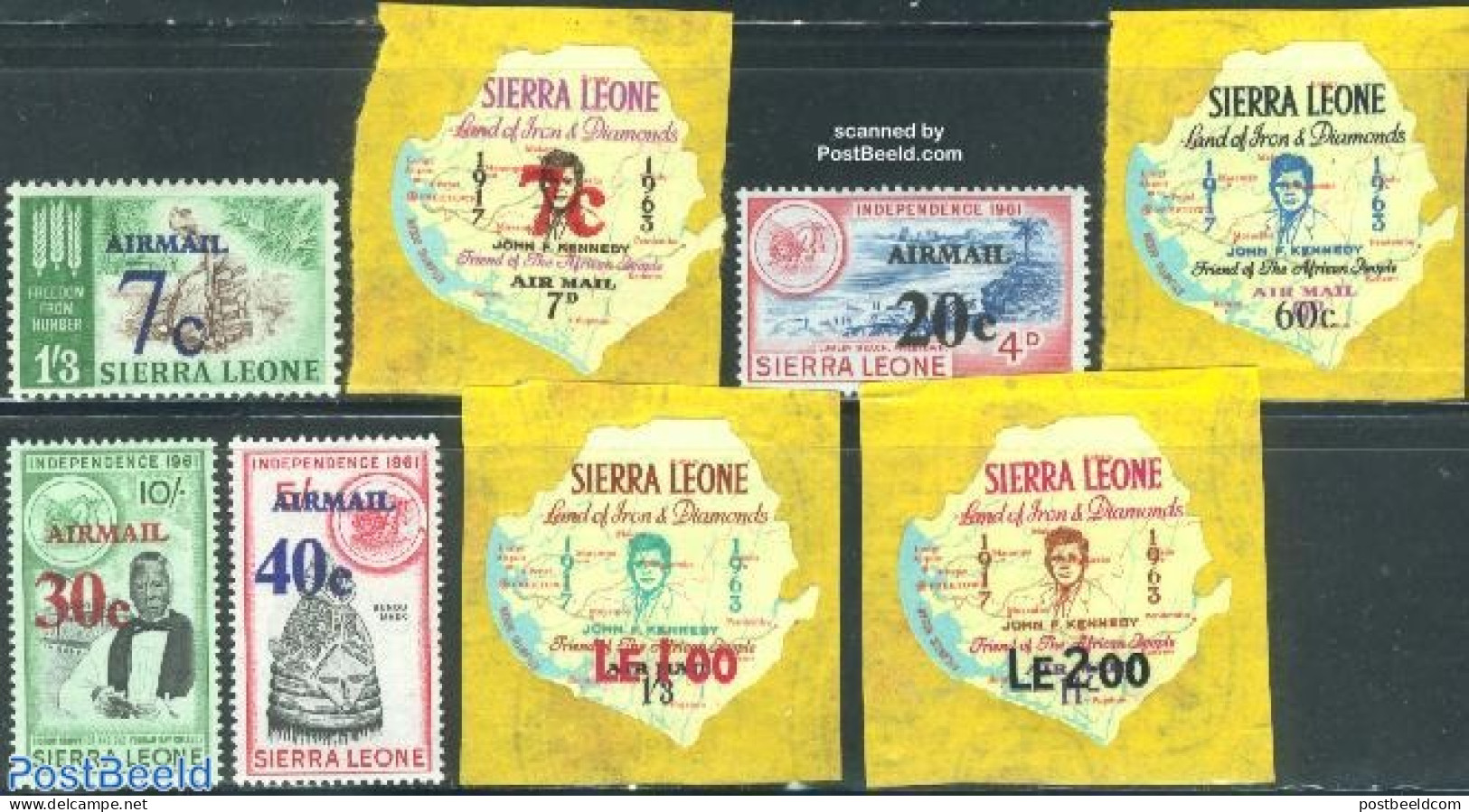 Sierra Leone 1964 Airmail Overprints 8v, Mint NH, Various - Maps - Géographie