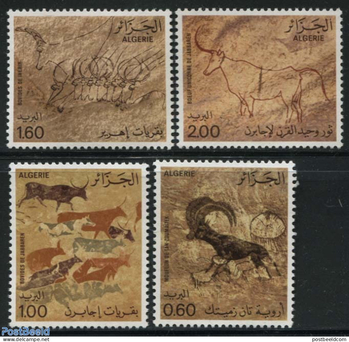 Algeria 1981 Rock Paintings 4v, Mint NH, Nature - Animals (others & Mixed) - Art - Cave Paintings - Neufs