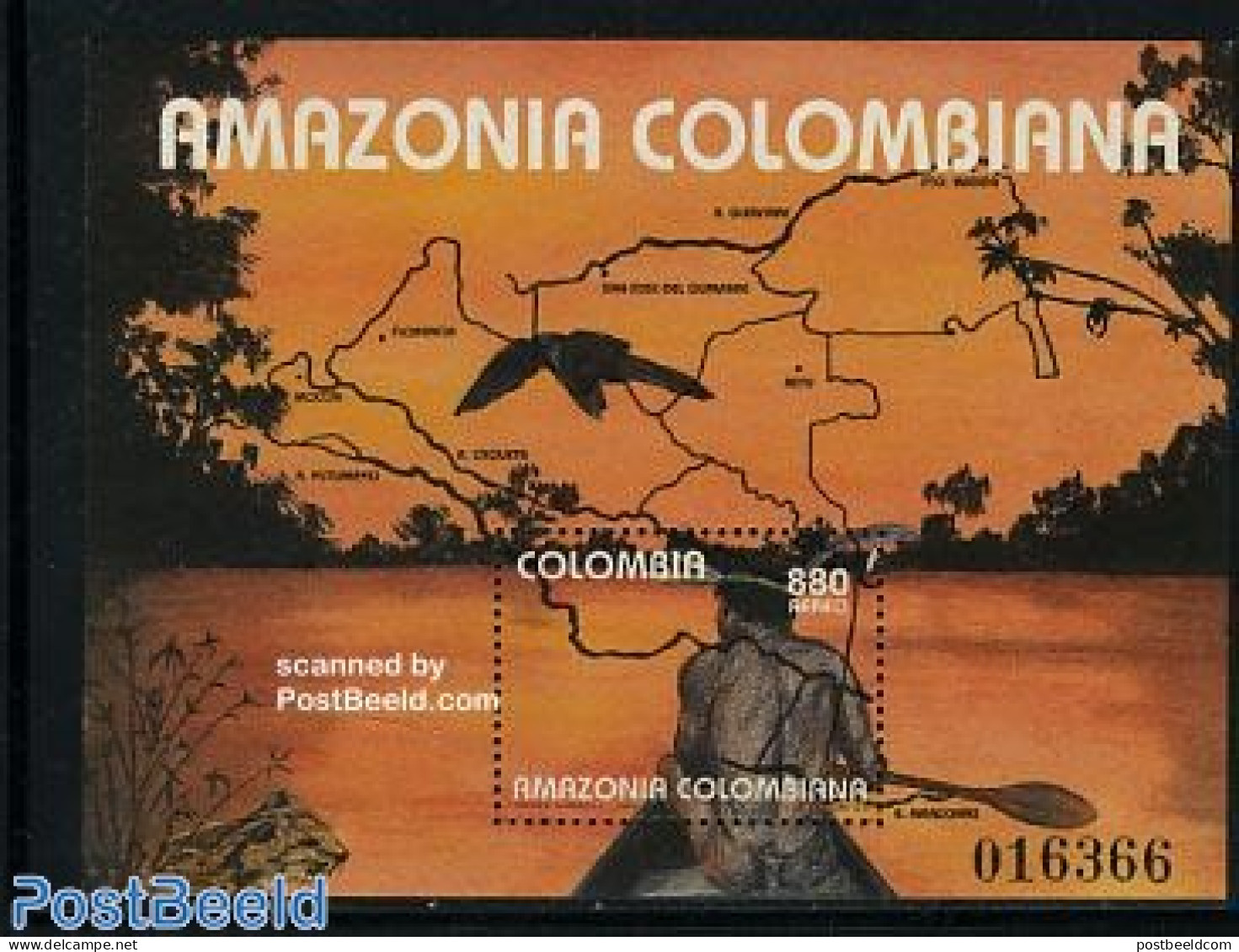 Colombia 1993 Amazone S/s, Mint NH, History - Various - Maps - Geografía