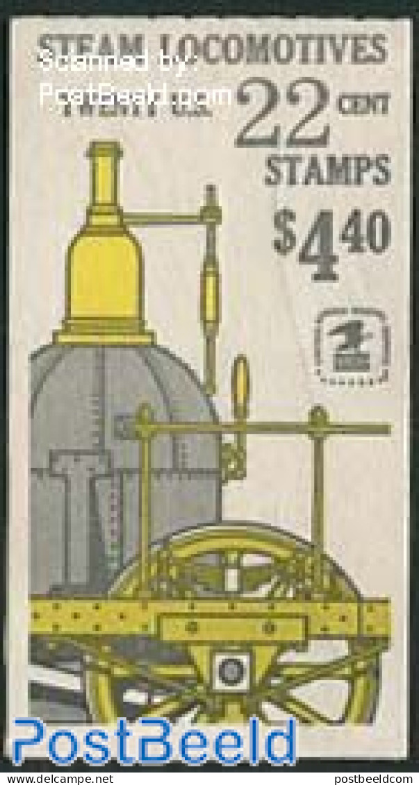 United States Of America 1987 Steam Locomotives Booklet, Mint NH, Transport - Stamp Booklets - Railways - Ungebraucht