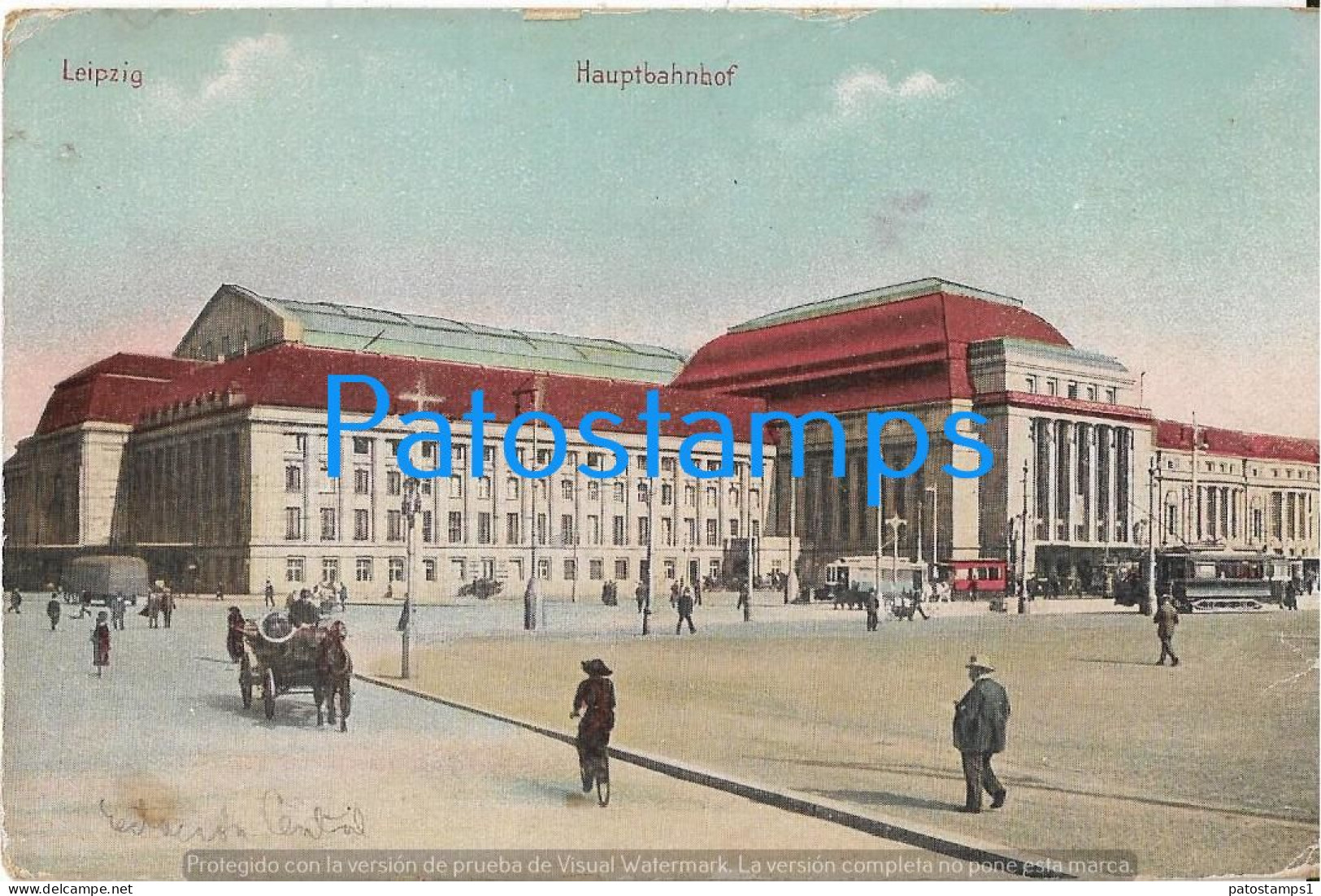 227934 GERMANY LEIPZIG THE STATION TRAIN & TRAMWAY SPOTTED POSTAL POSTCARD - Otros & Sin Clasificación