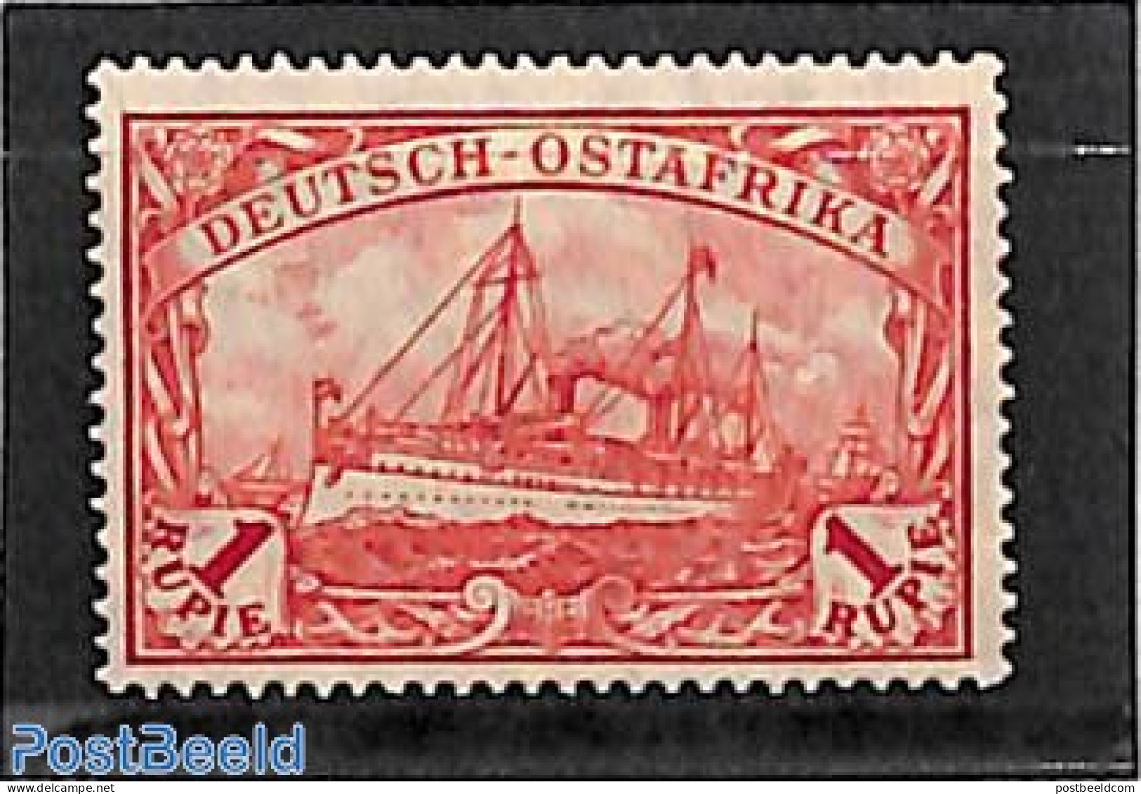 Germany, Colonies 1905 1R, Ostafrika, 25:17, Stamp Out Of Set, Unused (hinged), Transport - Ships And Boats - Bateaux