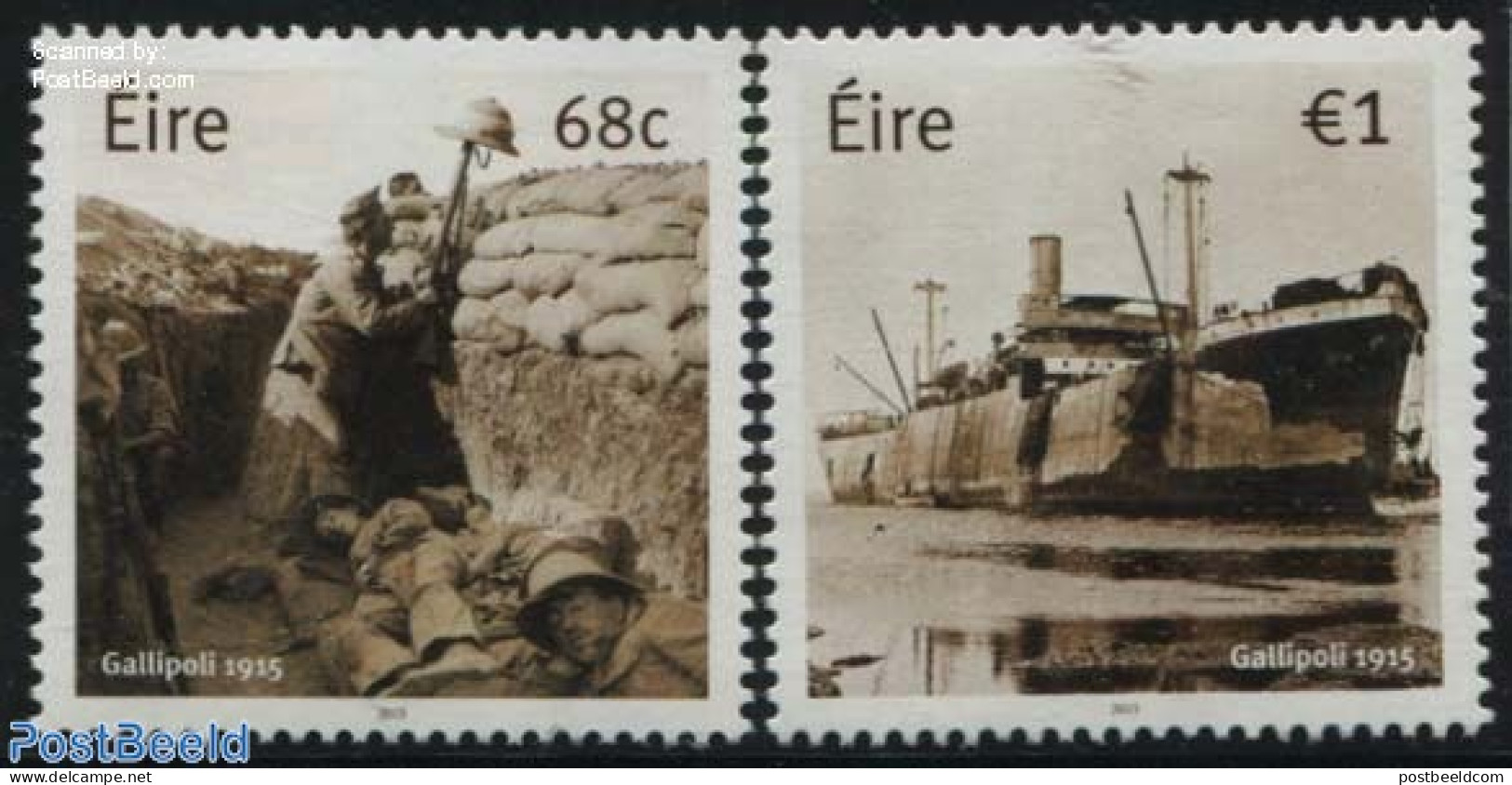 Ireland 2015 Gallipoli 2v, Mint NH, History - Transport - Militarism - Ships And Boats - World War I - Nuovi