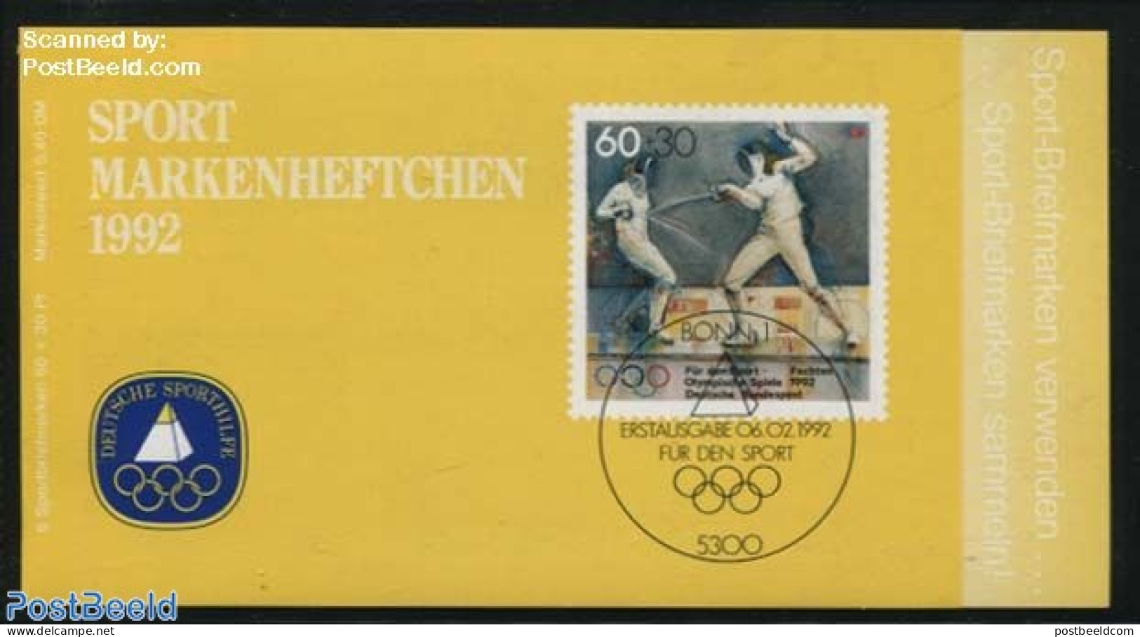 Germany, Federal Republic 1992 Sports Booklet, Mint NH, Sport - Fencing - Sport (other And Mixed) - Stamp Booklets - Ongebruikt