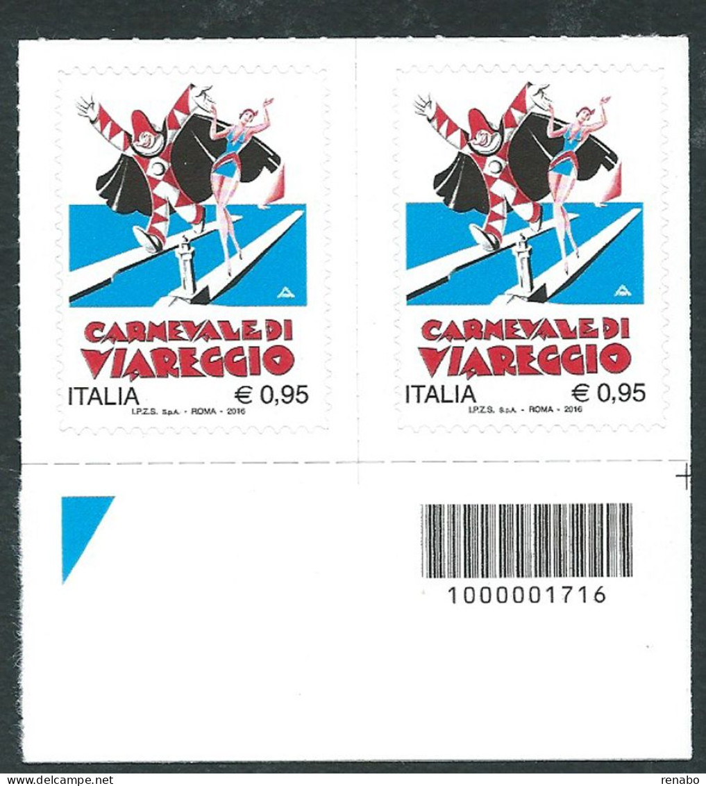 Italia 2016 ; Carnevale Di Viareggio; Coppia A Barre A Destra. - Bar Codes