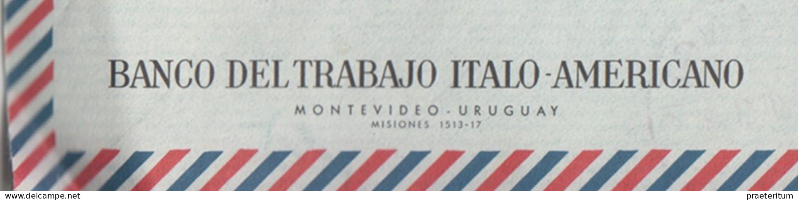 BANCO Del Trabajo Italo-Americano Lettera Registrata Da Uruguay A Amsterdam, 28 VI 1961 - 1961-70: Marcophilie