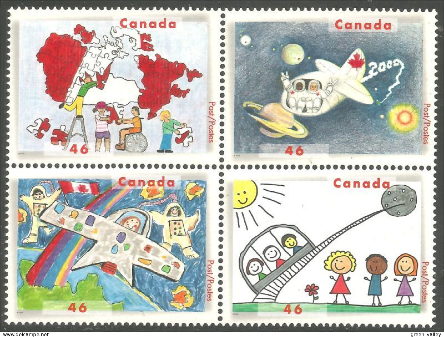 Canada Avion Airplane Dessin Enfants Children Drawings MNH ** Neuf SC (C18-62a) - Unused Stamps