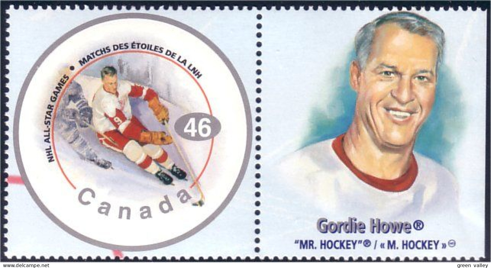 Canada Hockey Gordie Howe With Label MNH ** Neuf SC (C18-38bb) - Hockey (Ice)