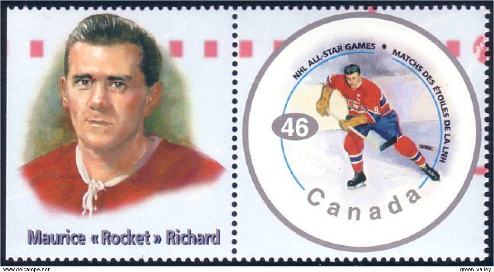 Canada Hockey Maurice Richard With Label MNH ** Neuf SC (C18-38cb) - Hockey (sur Glace)