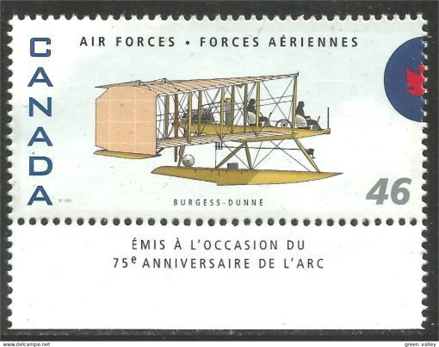 Canada Air Forces Avion Militaire Military Airplane Burgess-Dunne Seaplane MNH ** Neuf SC (C18-08ola) - Unused Stamps