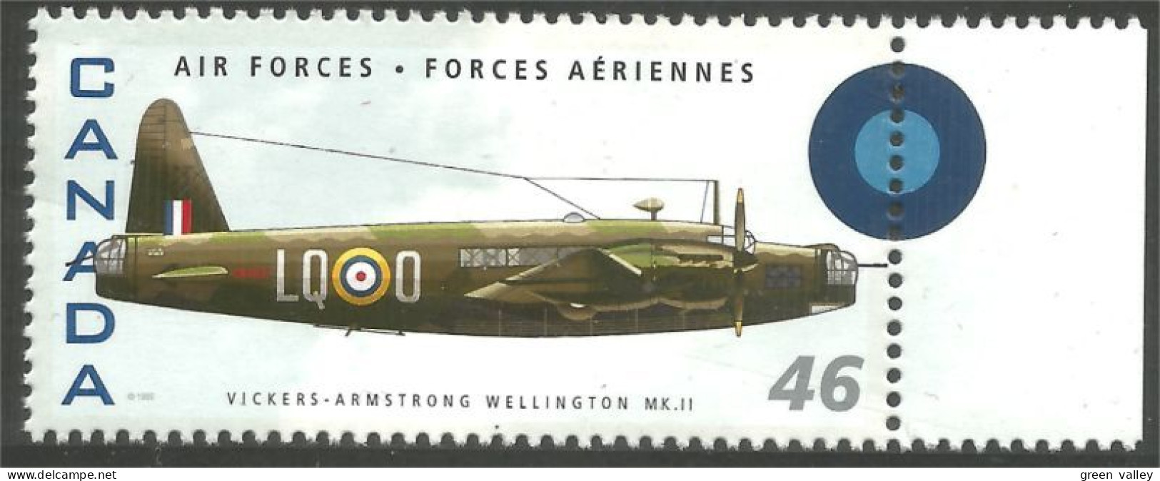 Canada Air Forces Avion Militaire Military Airplane Vickers Armstrong Wellington MK II MNH ** Neuf SC (C18-08l) - Militaria