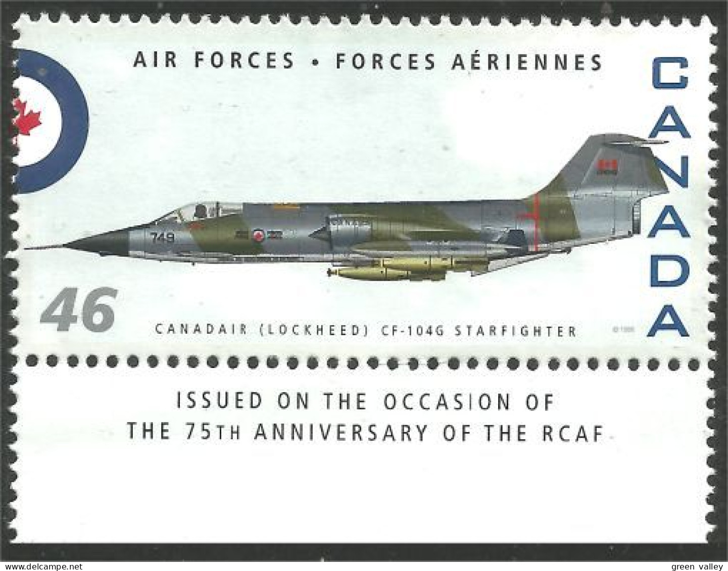 Canada Air Forces Avion Militaire Military Airplane Canadair Lockheed CF-104G Starfighter MNH ** Neuf SC (C18-08nlb) - Militaria