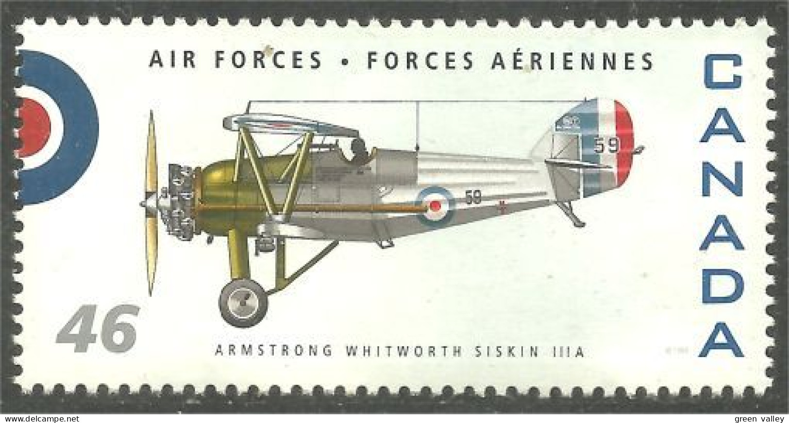 Canada Air Forces Avion Militaire Military Airplane Armstrong Whitworth Siskin 111A MNH ** Neuf SC (C18-08i) - Unused Stamps