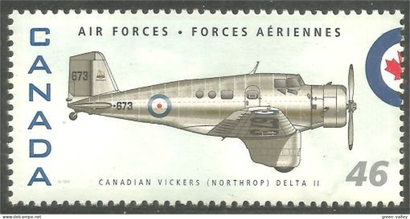 Canada Air Forces Avion Militaire Military Airplane Canadian Vickers Northrop Delta II MNH ** Neuf SC (C18-08jb) - Militaria