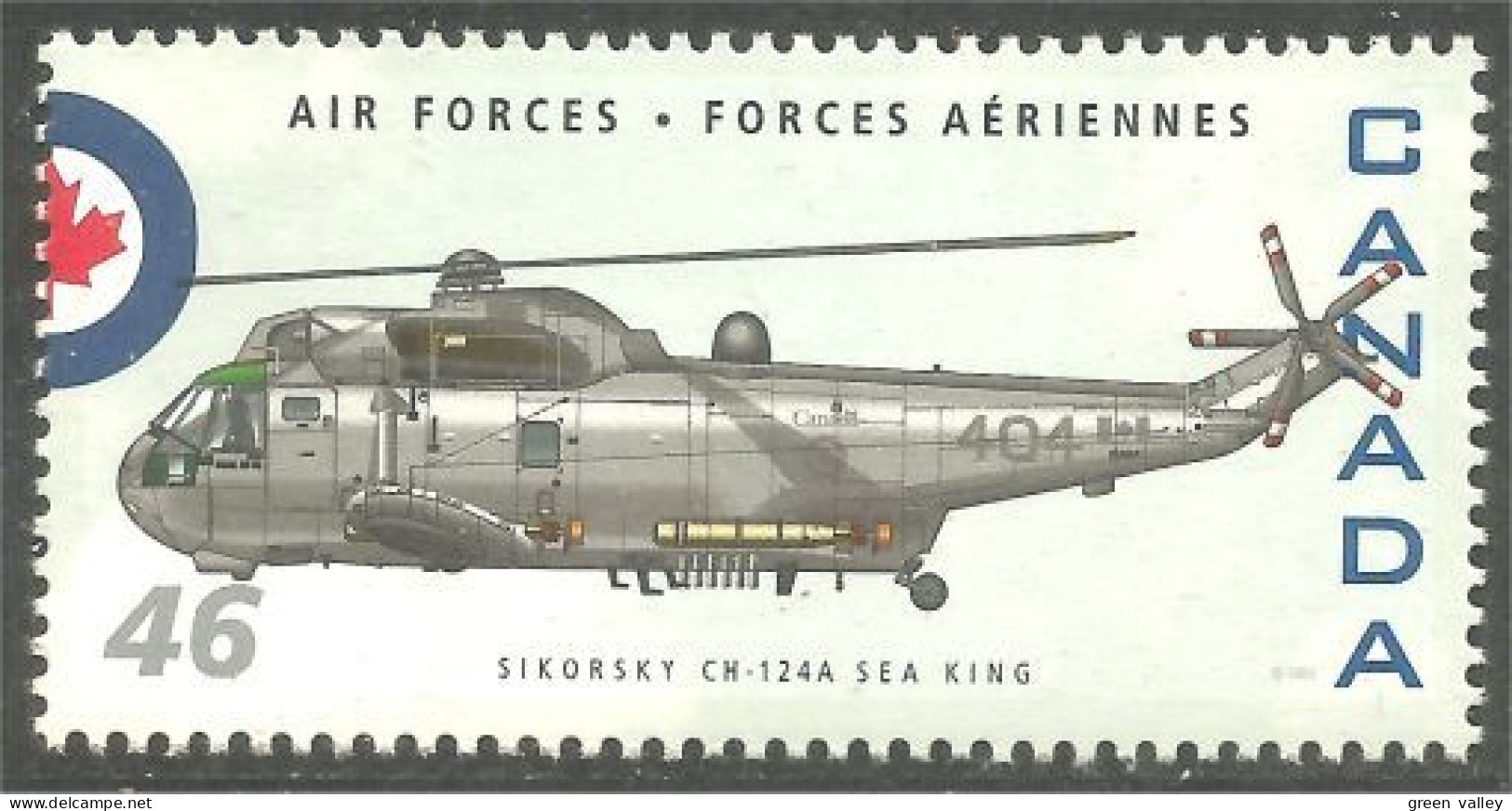 Canada Air Forces Avion Military Airplane Helicopter Hélicoptère Sikorsky CH-124A Sea King MNH ** Neuf SC (C18-08kb) - Militaria