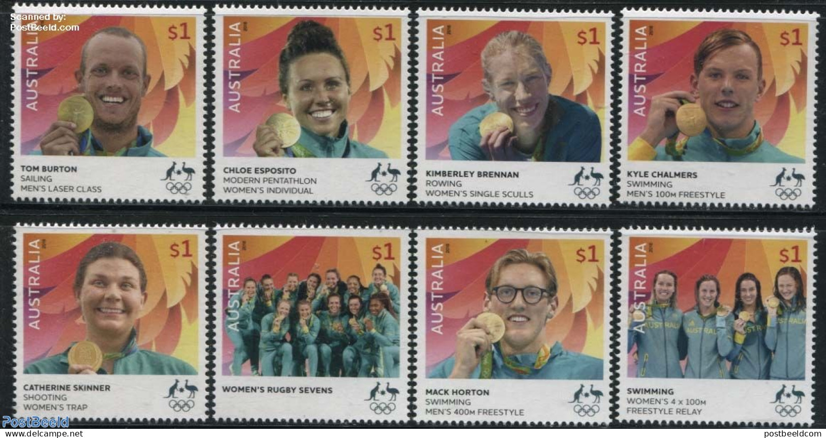 Australia 2016 Olympic Winners 8v, Mint NH, Sport - Athletics - Kayaks & Rowing - Olympic Games - Rugby - Shooting Spo.. - Ungebraucht