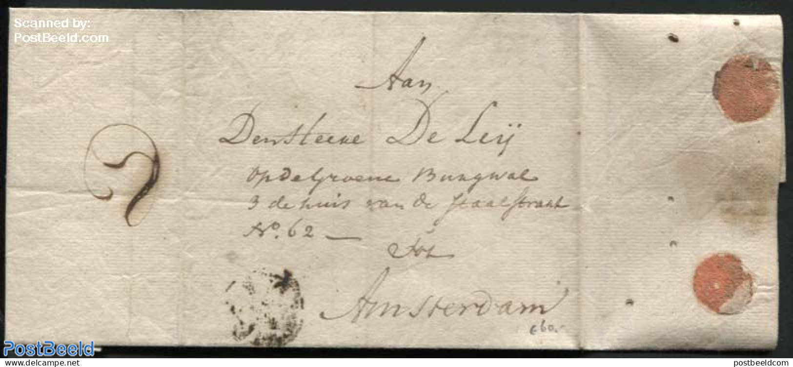 Netherlands 1814 Letter From ? To Amsterdam, Postal History - ...-1852 Precursores