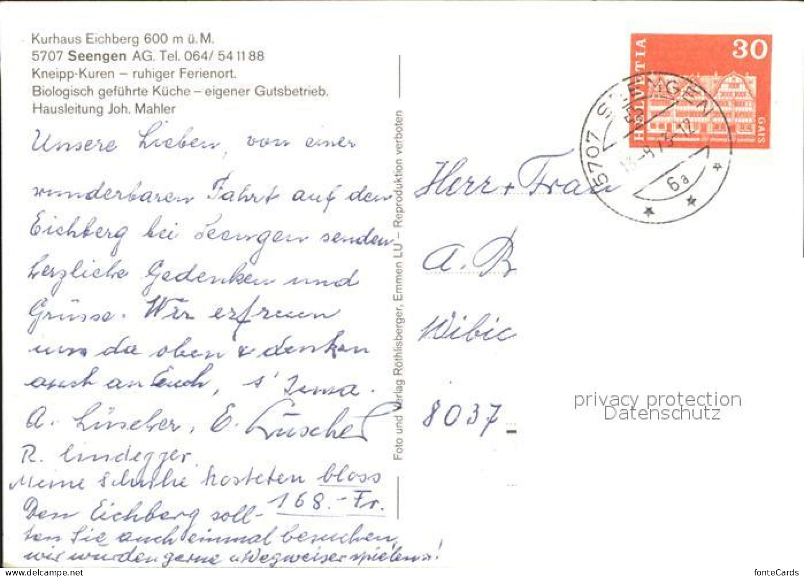 11891004 Seengen AG Kurhaus Eichberg Seengen - Other & Unclassified