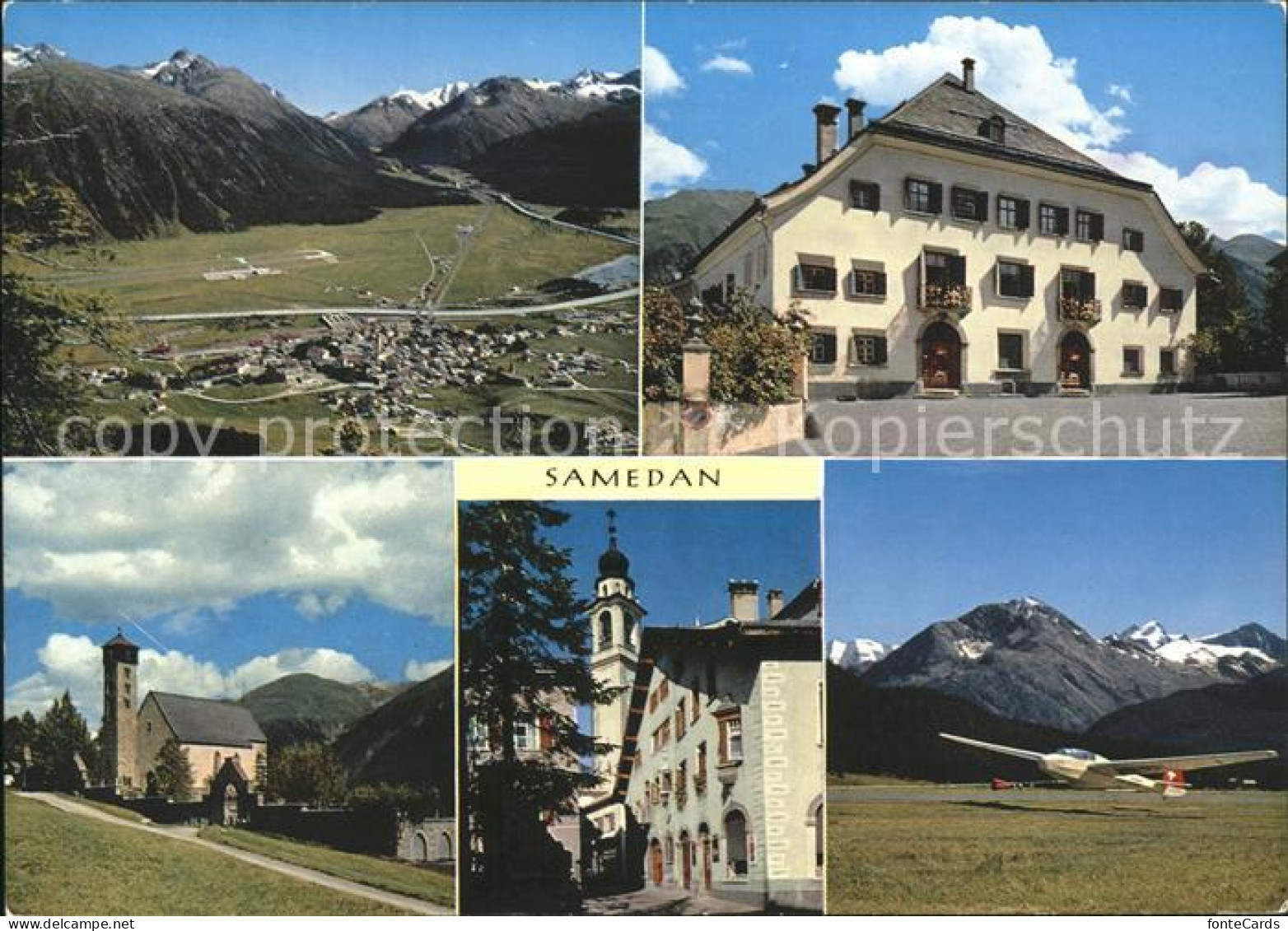 11891003 Samedan Mit Berninagruppe Kirche San Peter Dorfpartie Chesa Planta Sege - Autres & Non Classés