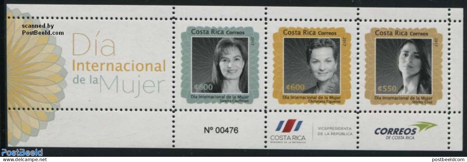 Costa Rica 2017 International Womens Day S/s, Mint NH, History - Women - Sin Clasificación