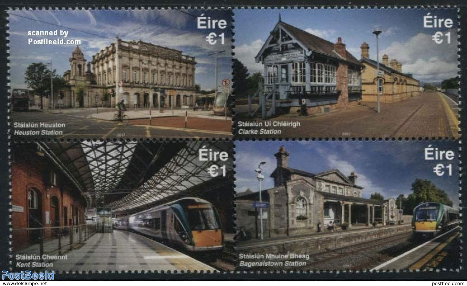 Ireland 2017 Irish Trainstations 4v, Mint NH, Transport - Railways - Art - Architecture - Nuevos