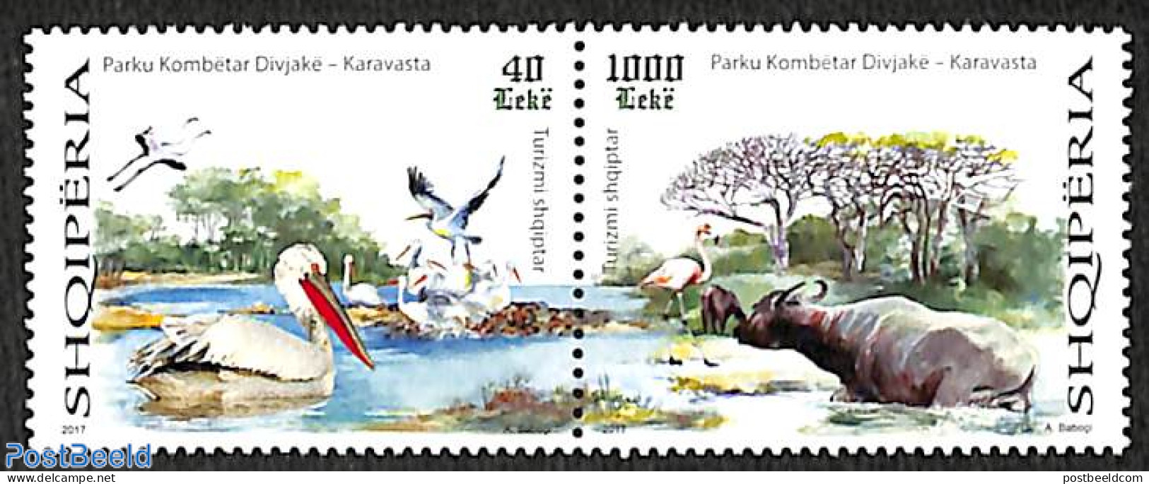 Albania 2017 Albanian Tourism 2v [:], Mint NH, Nature - Animals (others & Mixed) - Birds - Flamingo - Albanië